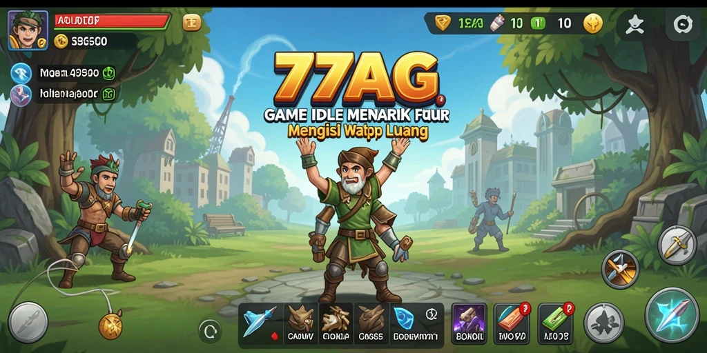 Tampilan seru dari gameplay Idle di 77AG yang menghibur.