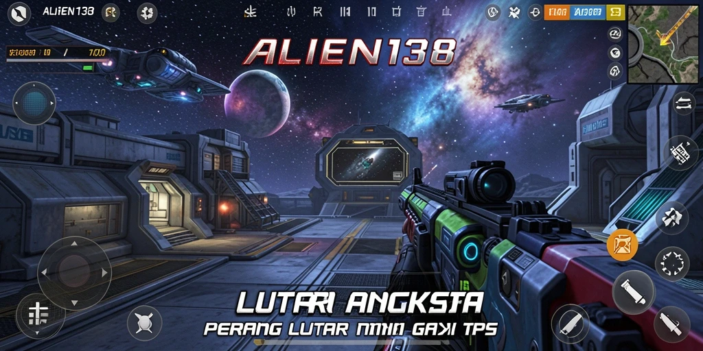 Screenshot dari gameplay menegangkan ALIEN138 di luar angkasa