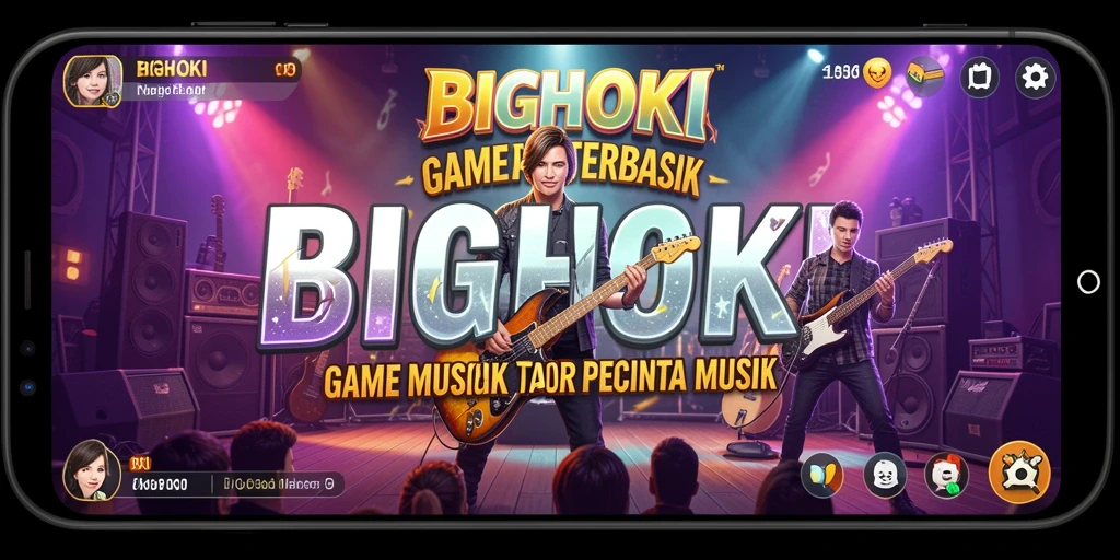 Tangkapan layar BIGHOKI menampilkan gameplay musik yang menarik.