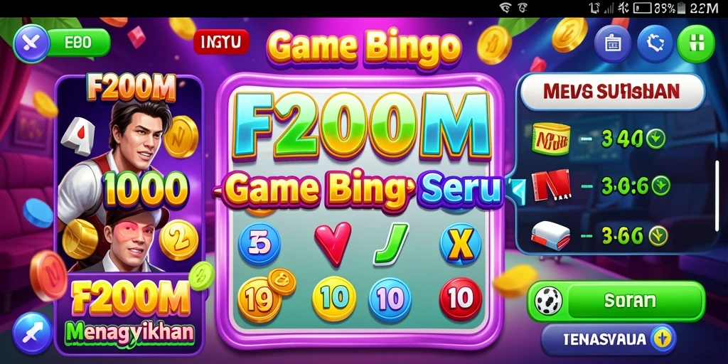 Screenshot gameplay F200M menampilkan suasana bermain Bingo yang seru.