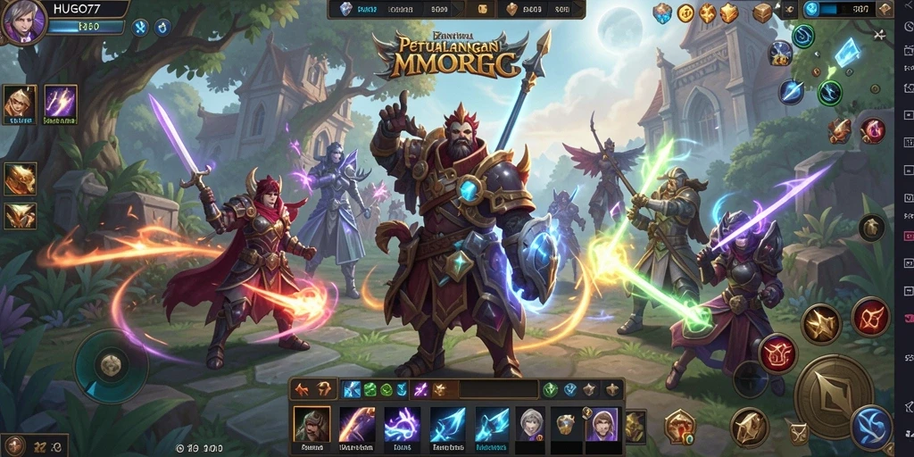 Screenshot menampilkan aksi bertempur yang seru dalam HUGO77.