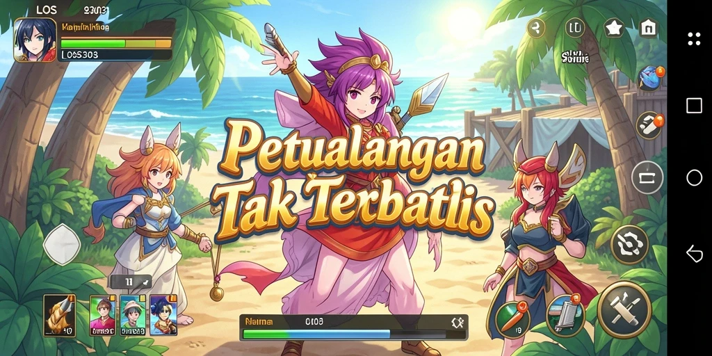 Tampilan gameplay menarik dengan karakter anime yang dinamis.