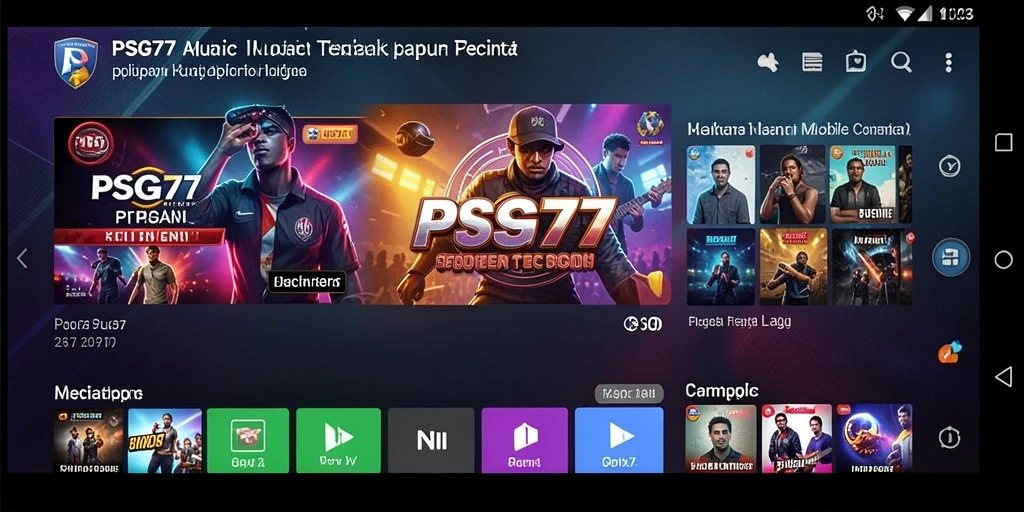 Screenshot utama PSG77 menampilkan gameplay yang seru dengan lirik lagu.