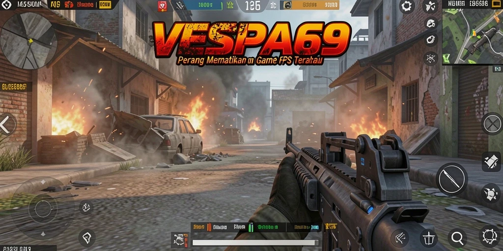 Tangkapan layar menunjukkan aksi intens gameplay FPS VESPA69.