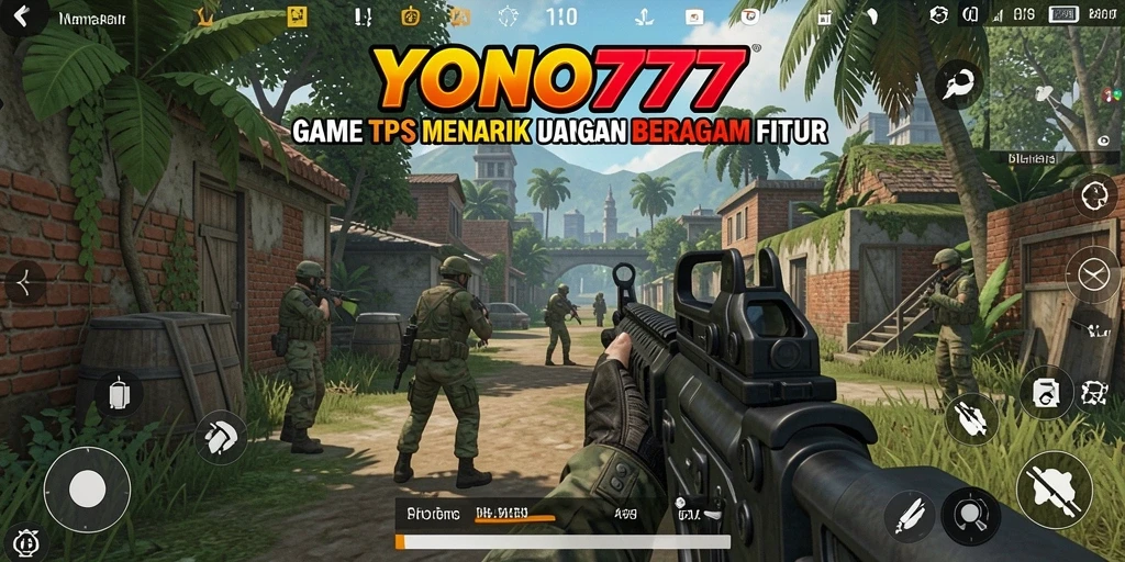 Screenshot YONO777 menampilkan aksi seru dalam gameplay TPS.
